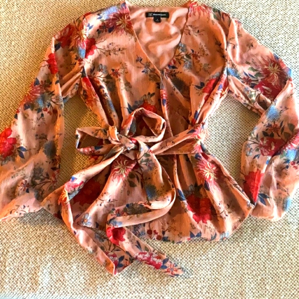 INC Floral Wrap Blouse